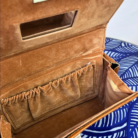 Vintage Suede Lining Mirror Mini Purse Hard Case - Picture 3 of 7